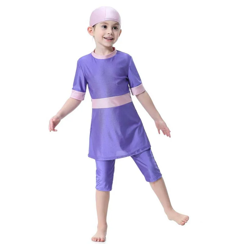 Мусульманский купальник комплект из 3 предметов юбка с разрезом для девочек