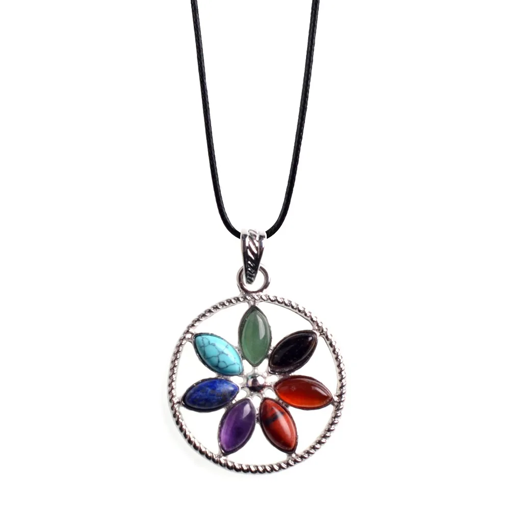 Хит натуральный камень семь чакр исцеление йога рейки колье с целебным кулоном