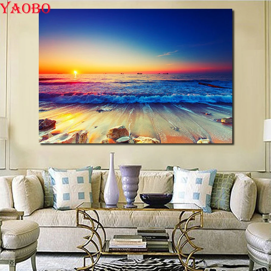 

Full Square/Round Drill 5D DIY Diamond Painting Sunset beach seascape scene 3D Rhinestones Embroidery Mosaic handmade gift