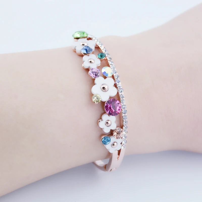 Zhen Tomomi Gift Cute Sweet Generous Chic Small Flower Exquisite Minimalism Fashion Style Crystal Women Bracelets And Bangles | Украшения и
