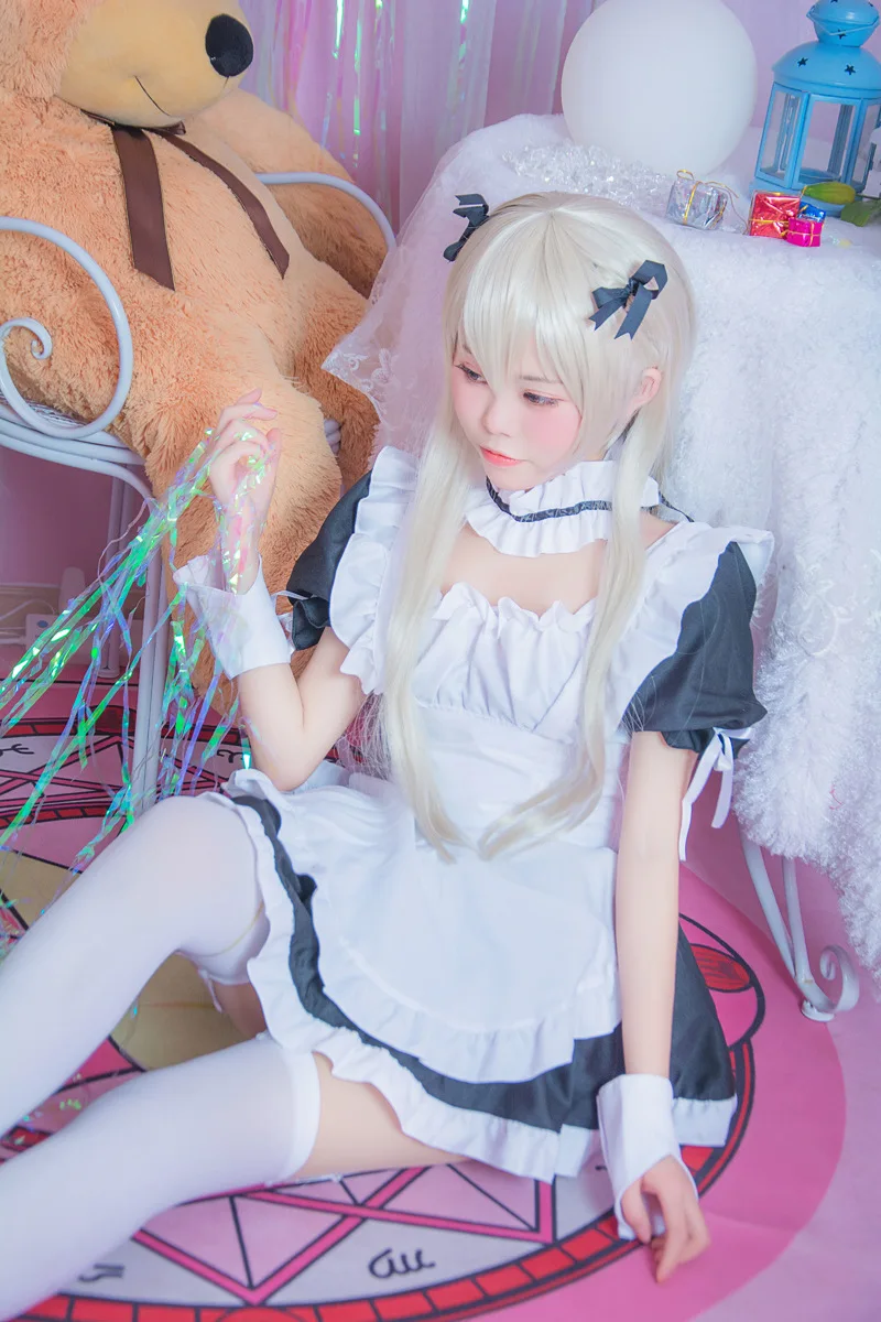 Аниме Yosuga No Sora Kasugano Sora костюм горничной на Хэллоуин платье лолиты форма+ фартук+ нарукавник+ воротник+ парик костюм
