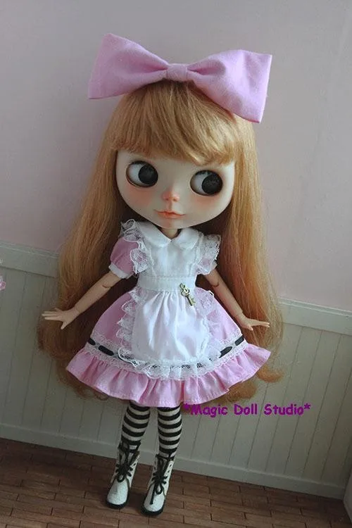 [MG118] Neoblythe Кукольное платье# розовое или фиолетовое платье, фартук, чулок и волосы комплект подходит для кукла azone наряды