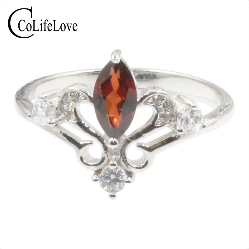 VVS Wine red garnet ring 4 mm * 8 natural crown for woman 925 sterling silver jewelry engagement gift | Украшения и аксессуары