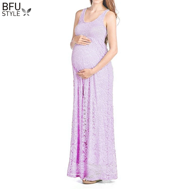 Кружевное платье для беременных Длинное Платье женское Повседневное без рукавов