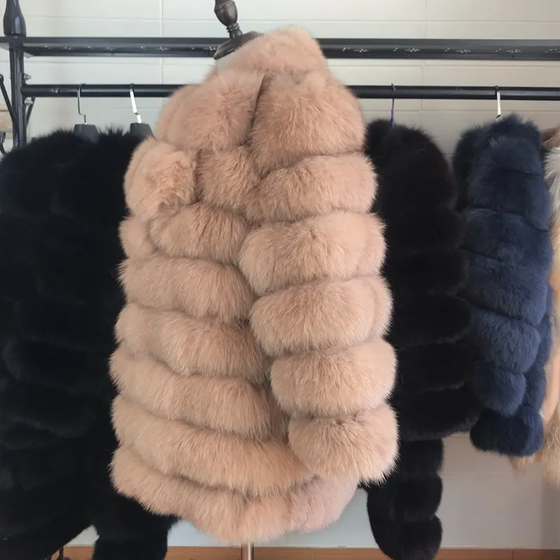 70CM Natural Fox Fur Coat Real Fox Fur Vest Jacket Women's pretty Warm Coat. Natural Real Fur Coat Real Fur Coats