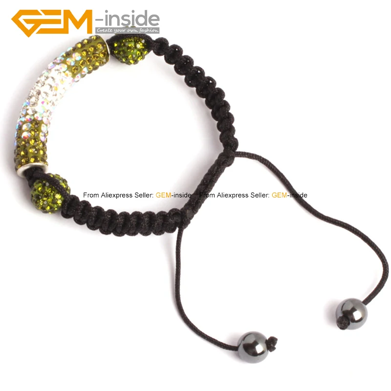 Colorful Shambhala Tube Beads Bracelets CZ Crystal Pave Fashion Jewelry For Women Adjustable Length 7.5inch | Украшения и