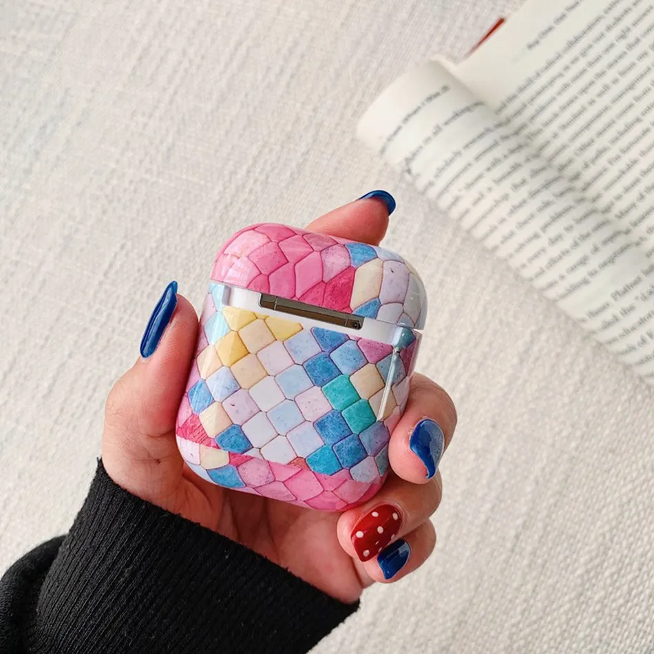 Чехол для наушников Airpods 2 чехол Роскошный авокадо мраморный чехол для наушников Защитный чехол для Apple Air Pods чехол аксессуары коробка