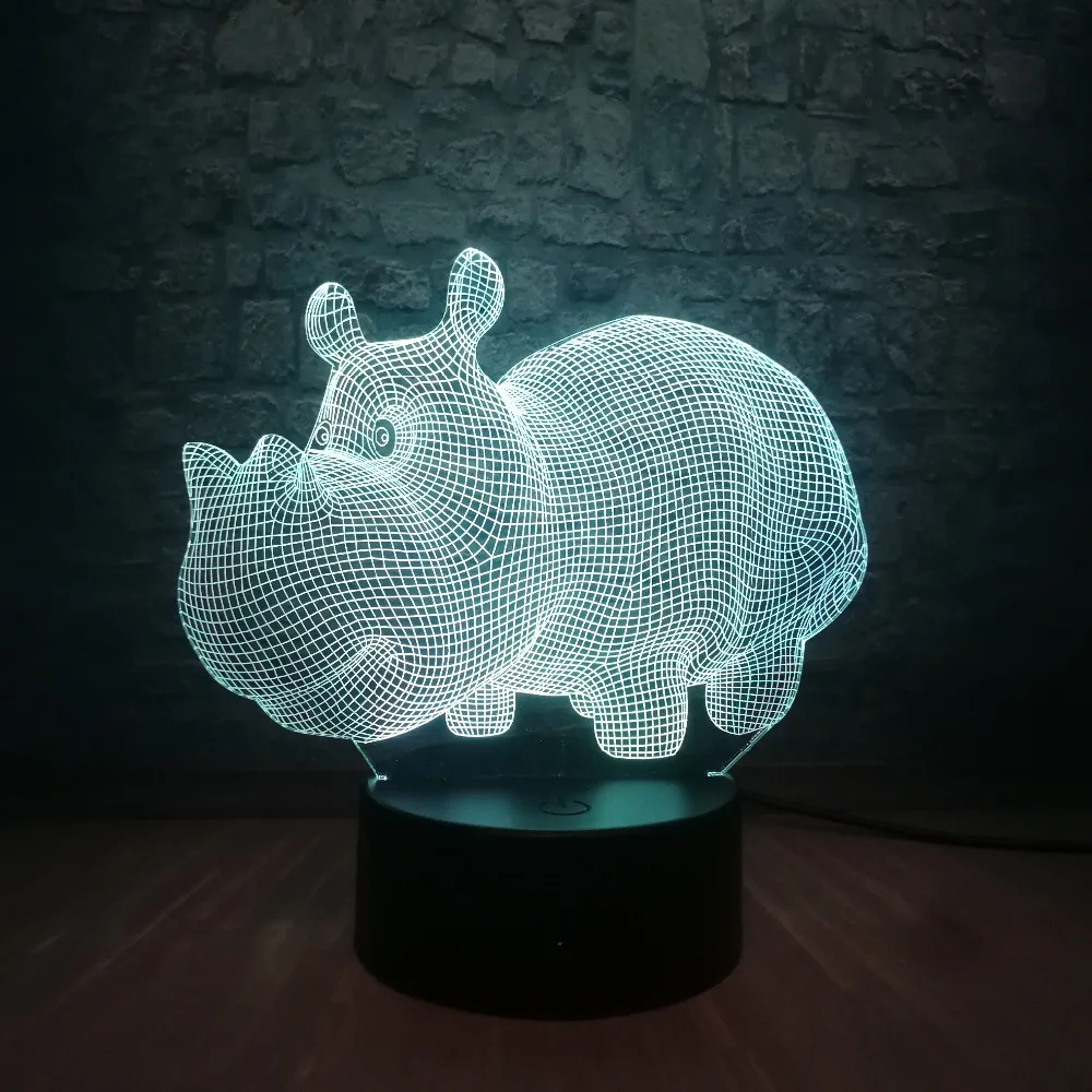 Милое детское животное Бегемот 3D USB светодиодный светильник 7 цветов Изменение градиентного стола ночные светильники Kawaii комната декоративное освещение детский подарок