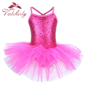 Imported Ballerina Fairy Prom Party Costume Kids Sequined Flower Dress Girls Dance wear Gymnastic Ballet Leot