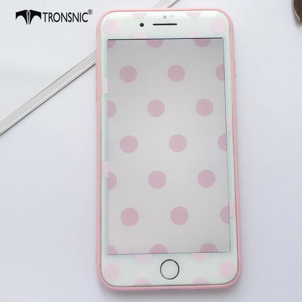pink Tronsnic закаленное Стекло Экран протекторы для iPhone X в горошек черного закаленного Стекло Плёнки белый розовый для iPhone 6 6s 7 8 плюс - Цвет: pink