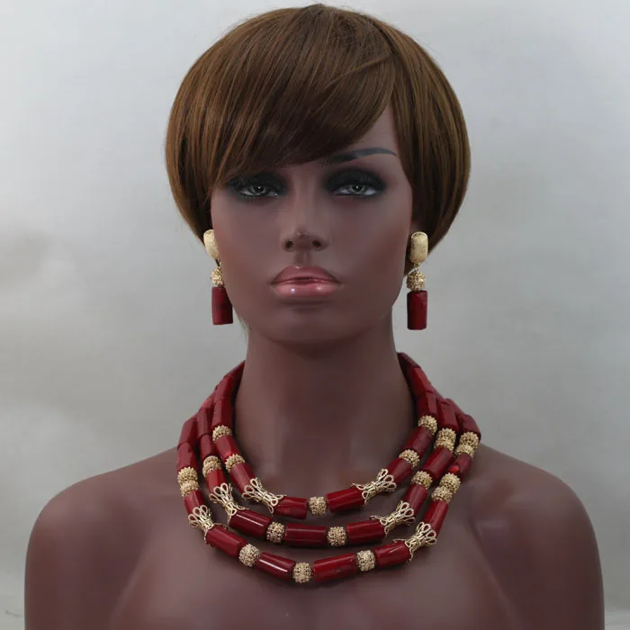 Ожерелье с красными коралловыми бусинами BANG! Комплект украшений в нигерийском