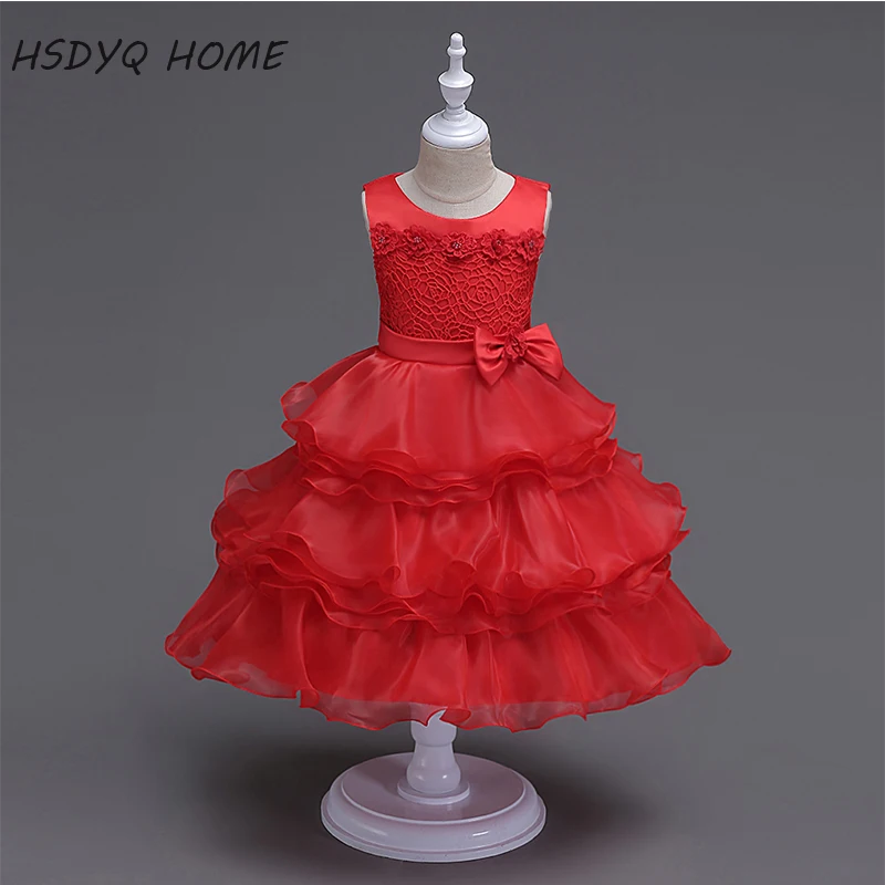 Красное бальное платье платья для девочек с цветами Новое поступление дешевое