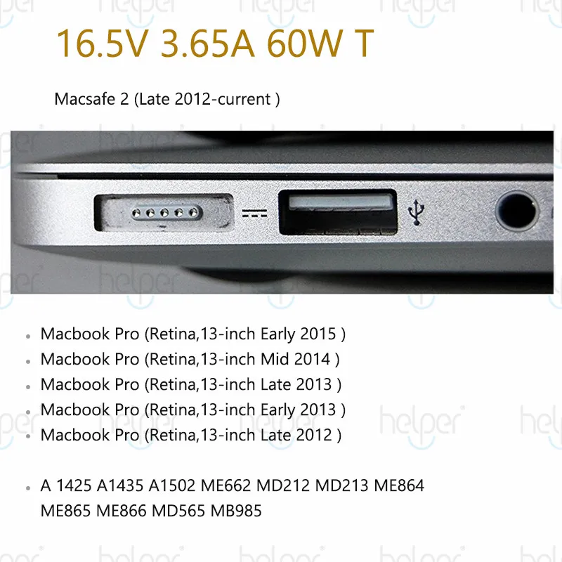 16.5V 3.65A 60W T DC Автомобильное зарядное устройство дорожный адаптер для Mac Book Pro Air Mac safe 2 кабеля 85 Вт 60 Вт 45 Вт Магнитный T L retina - Цвет: 16.5V 3.65A 60W T