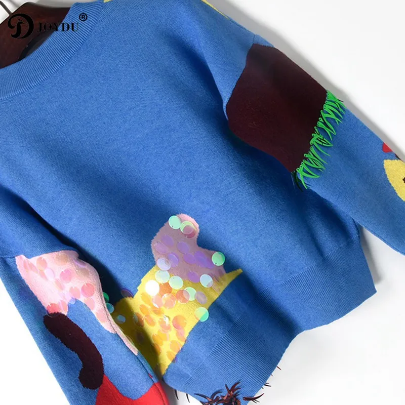 JOYDU Fashion Brand Sequins Runway Sweater for Women 2018 Winter Thick Warm Pullover Fish Beading Knit Jumpers Crop Top | Женская одежда