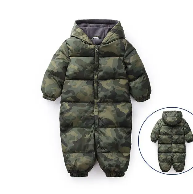 Camouflage YWPENGCAI/осенне-зимние комбинезоны для маленьких мальчиков; Модная одежда из флиса и хлопка для малышей; Комбинезоны на молнии с капюшоном;#8H270190 - Цвет: Camouflage