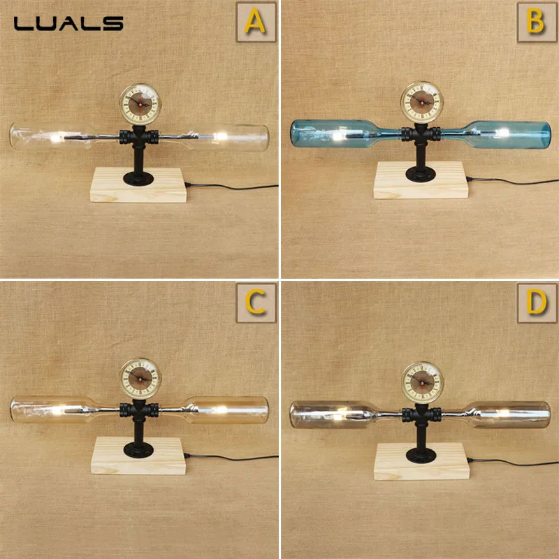 LUALS американский стиль водопроводные трубы Ретро Настольная лампа личность