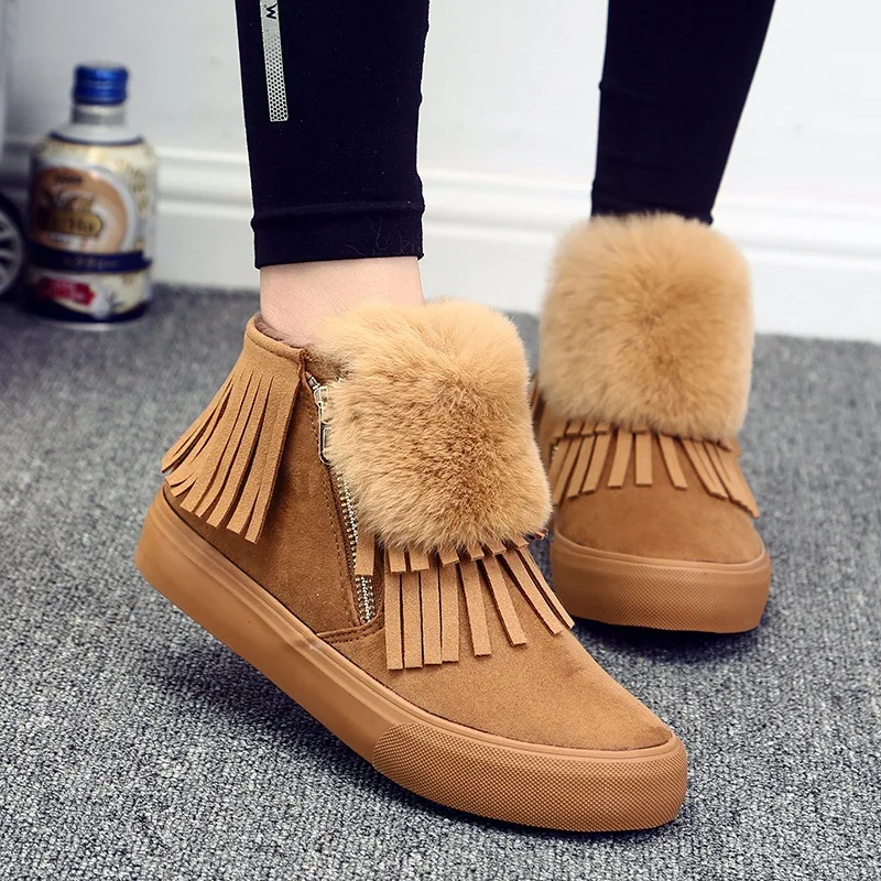 Winter snow boots female Korean style casual keep warm ankle Non-slip flat shoes women | Обувь