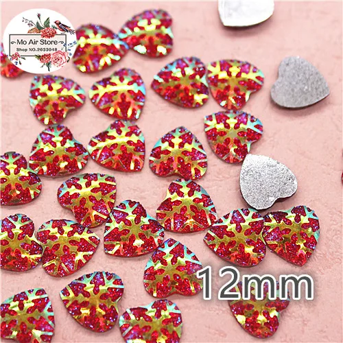 100 шт. блестящие акриловые стразы в форме сердца снежинки спина кабошон