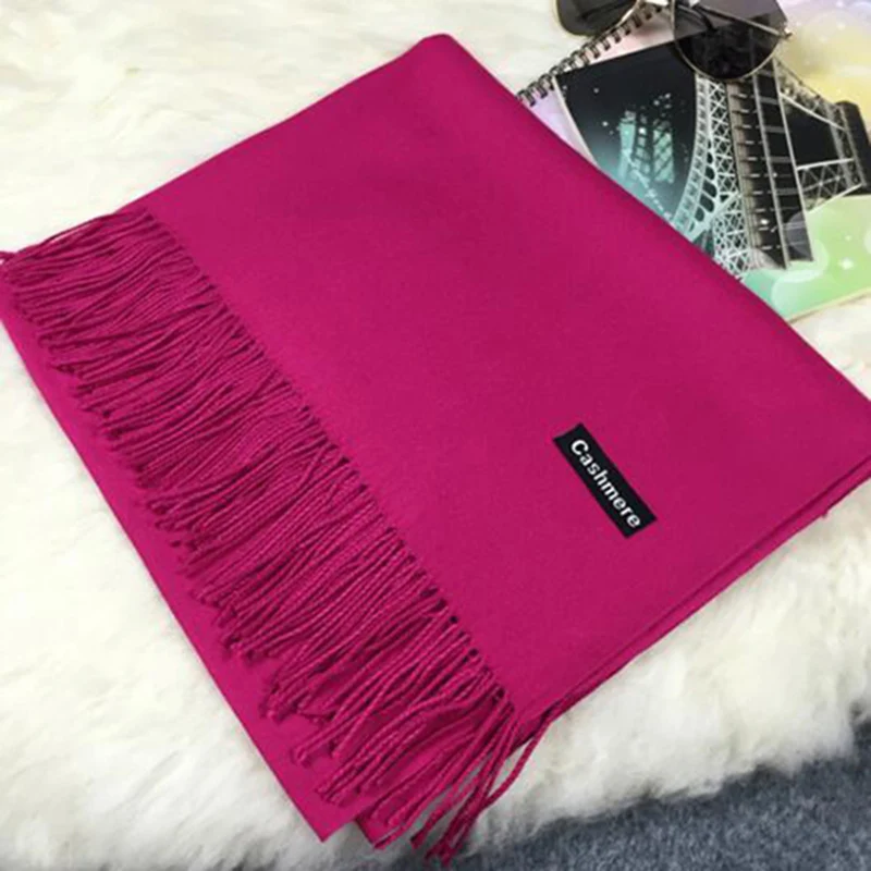 Лидер продаж высококачественный однотонный шарф с кисточками универсальная