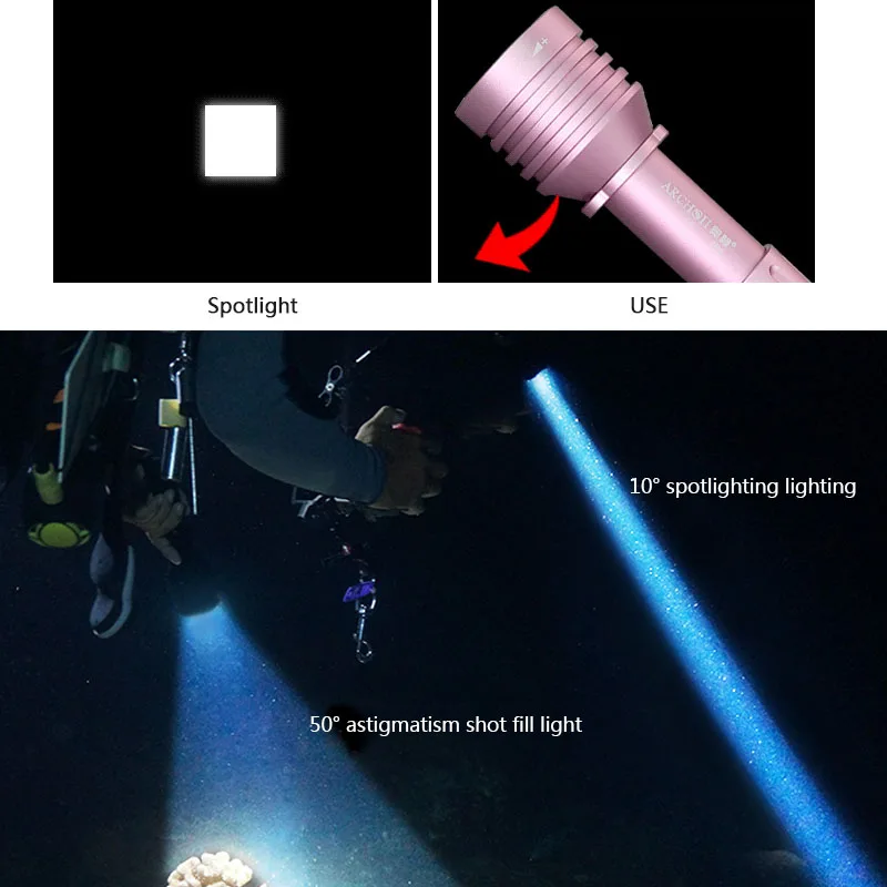 Водонепроницаемый светодиодный фсветильник Рик ARCHON для дайвинга CREE LED лампа с