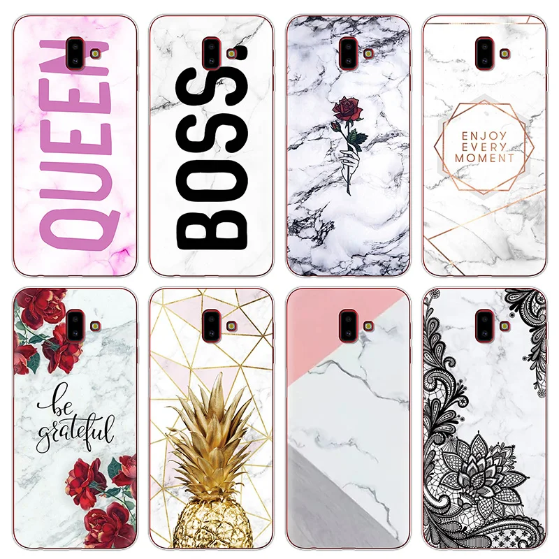 Flower Marble Soft Cases For Samsung Galaxy J6 Plus Case 6.0" Silicon TPU For Samsung Galaxy J6Plus Case Coque Capa Fundas Cover