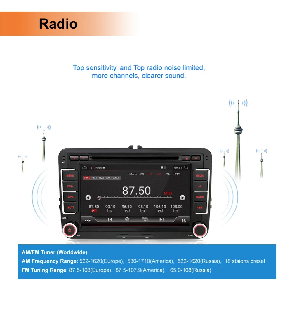 Bosion Android 9,0 " 2 din автомобильный DVD gps Радио стерео плеер для Volkswagen golf 6 passat b6 B7 Touran polo Tiguan seat leon