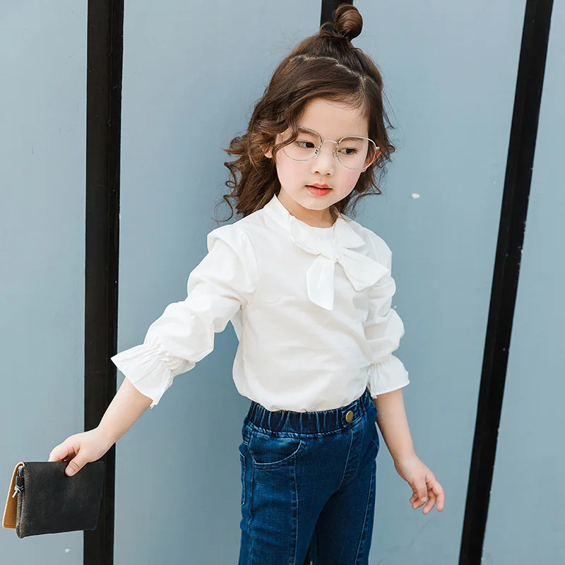 Новые весенние блузки для девочек модная повседневная рубашка корейские белые