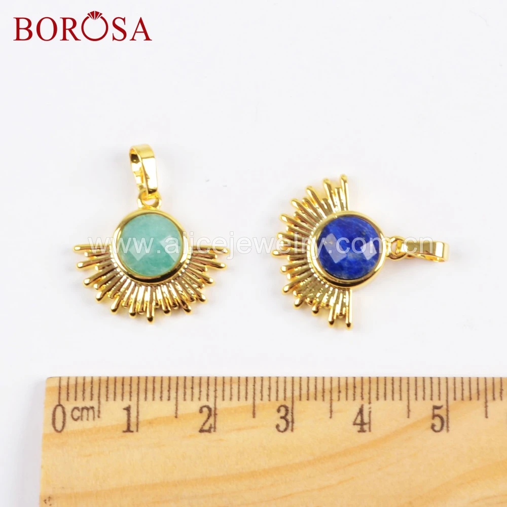 BOROSA 8 шт золотые ободки синие Howlite граненые подвески натуральные каменные бусины