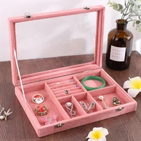 professional jewelry organizer transparent window earrings rings bracelet show case jewelry display storage holders accessories