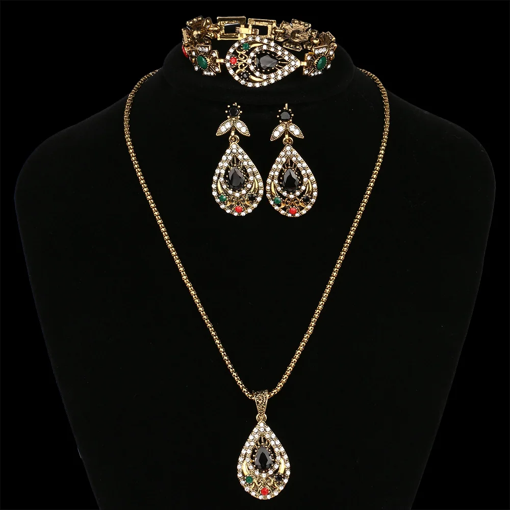 Уникальные золотые 3 шт винтажные индийские ювелирные наборы Горячая Распродажа