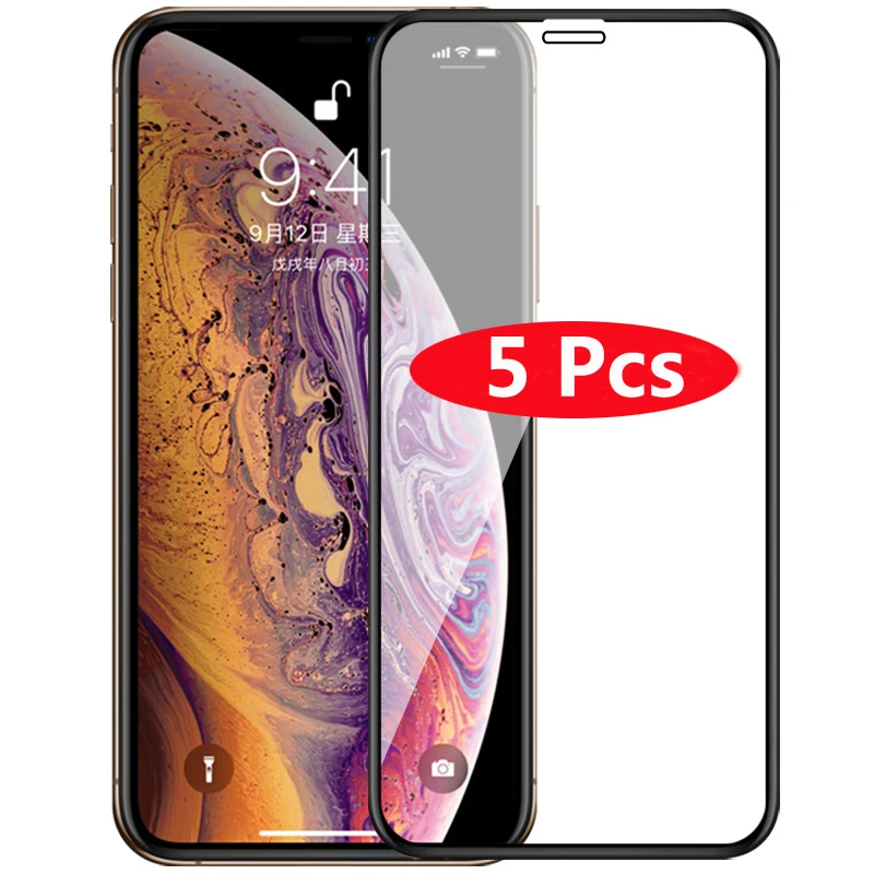 5 шт. закаленное стекло с полным покрытием для iPhone 11 12 Pro Max 6 6s 7 8 Plus Защита экрана Mini