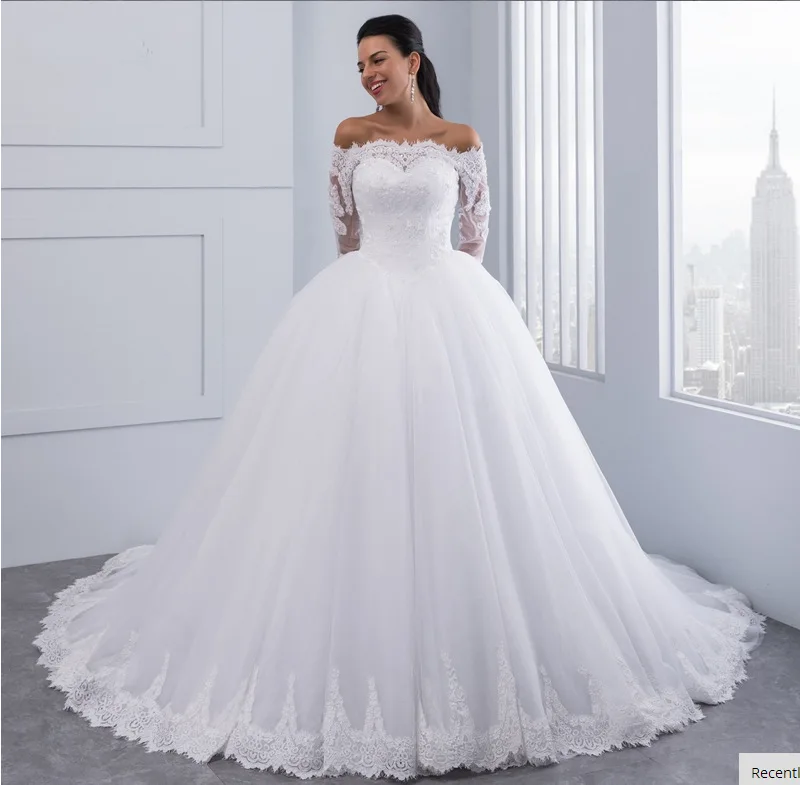 Vestidos de novia 2020 элегантные кружевные Длинные платья для свадьбы с открытыми плечами