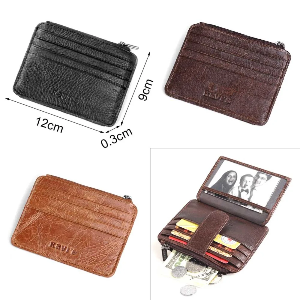 Бренд KAVIS натуральная кожа держатель для карт на молнии женские модные мужские ID