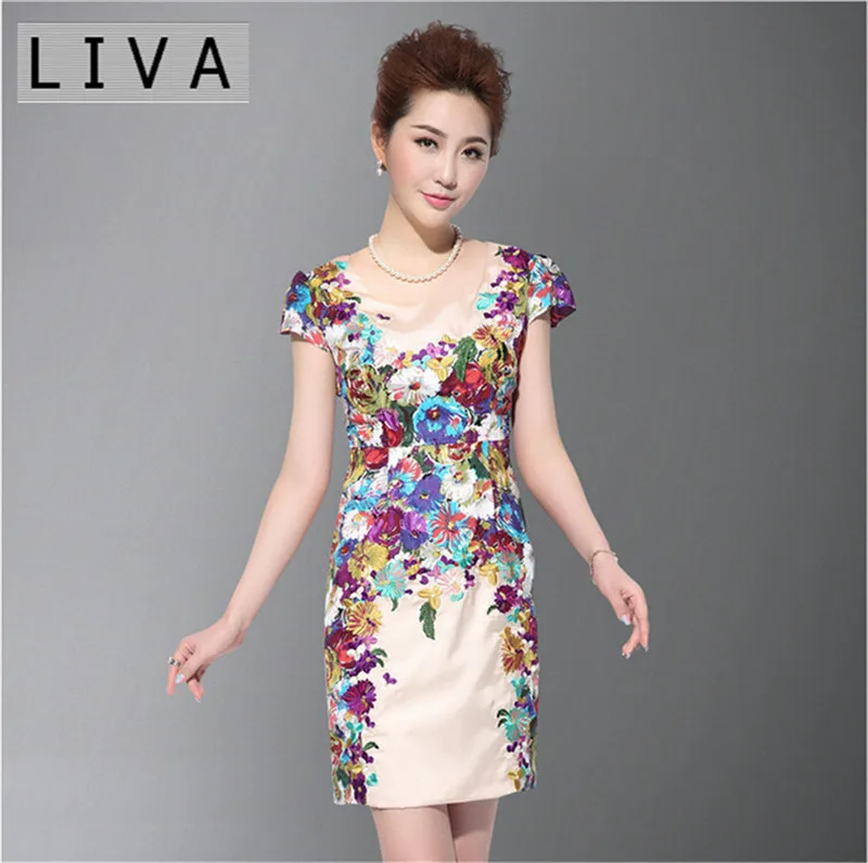 Высококлассное летнее платье с вышивкой пиона в китайском национальном стиле