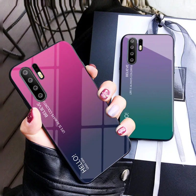 Градиентный чехол из закаленного стекла для Xiaomi Redmi Note 5 6 Pro Pocophone F1 Mi8 Mi A2 Lite 6X 5X A1 7 9