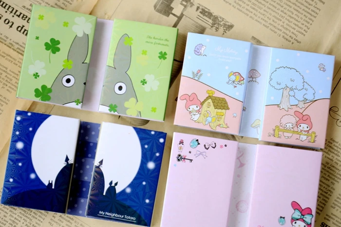 2 шт./партия Totoro& Melody блокнот для заметок Kawaii sticky note Складная размещенная наклейка дневник канцелярские принадлежности для офиса школьные принадлежности EM355