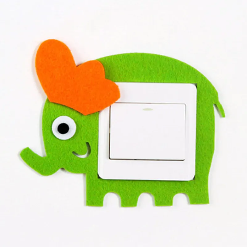 Cute cartoon felt paste creative Home Furnishing hollow does not hurt the wall sticking free switch set European cat | Обустройство