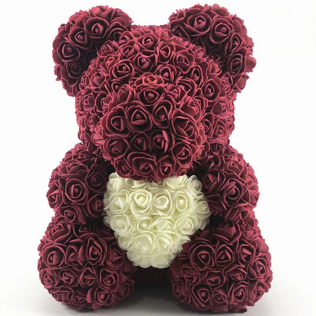 Red wine Heart Подарок ко Дню Святого Валентина для нее/его 40 см Розовый Медведь Кролик мягкие животные подарок для подруги букет ко дню рождения Best идея подарка - Цвет: Red wine Heart
