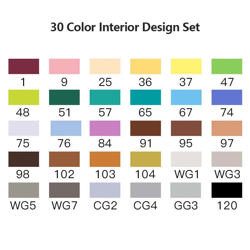 30-Interior Design TouchFIVE 30/40/60/80/168 Цвет маркер для рисования набор двойной головой художественный эскиз жирной на спиртовой основе маркеры для анимации Manga - Цвет: 30-Interior Design
