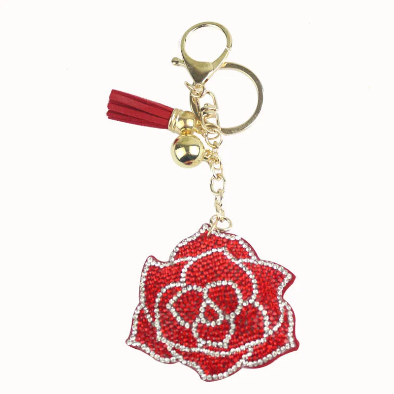 Горный хрусталь бриллиантовый цветок розы брелок для связки ключей сумка