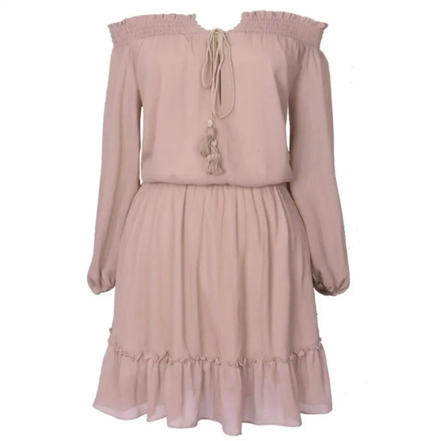 Женское повседневное шифоновое платье с вырезом лодочкой Roupa feminina Vestido