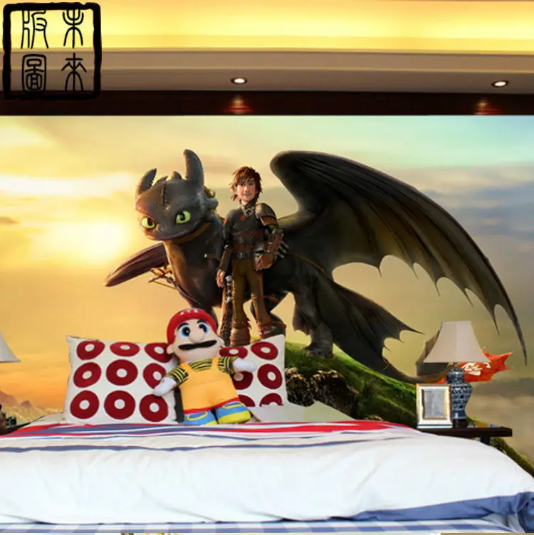 3D обои с рисунком Как приручить дракона Мультяшные настенные украшения для