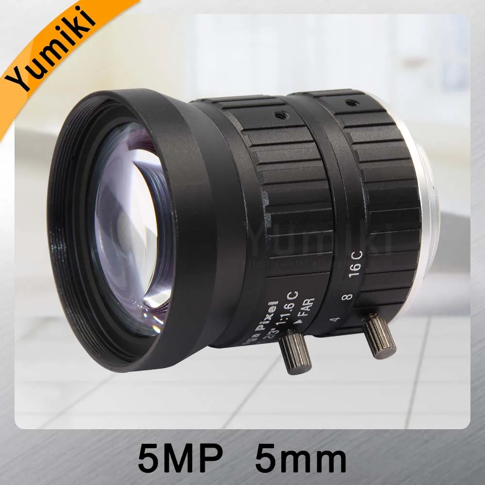 Yumiki HD 5mp CCTV Объективы для фотоаппаратов 5 мм F1.6 Aperture 1/1. " формат изображения горы c промышленной безопасности дорожного мониторинга