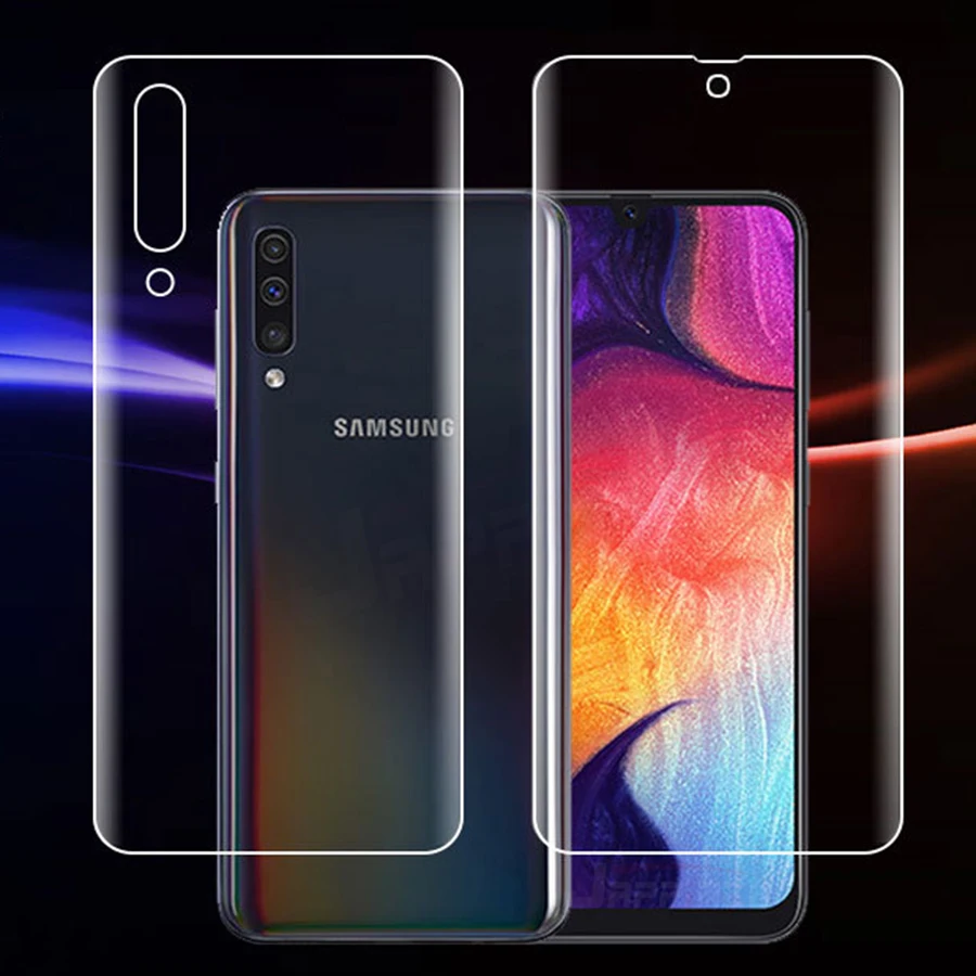 Передняя+ задняя 3D Защитная Гидрогелевая пленка для samsung Galaxy A50 A30 A10 M10 M20 мягкая прозрачная пленка из ТПУ