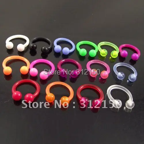 

100pcs Free Shipping Body Jewelry flexible Nose Ring tragus ring Lip Ring Ball Circulars Horseshoes Eyebrow Rings Navel Piercing