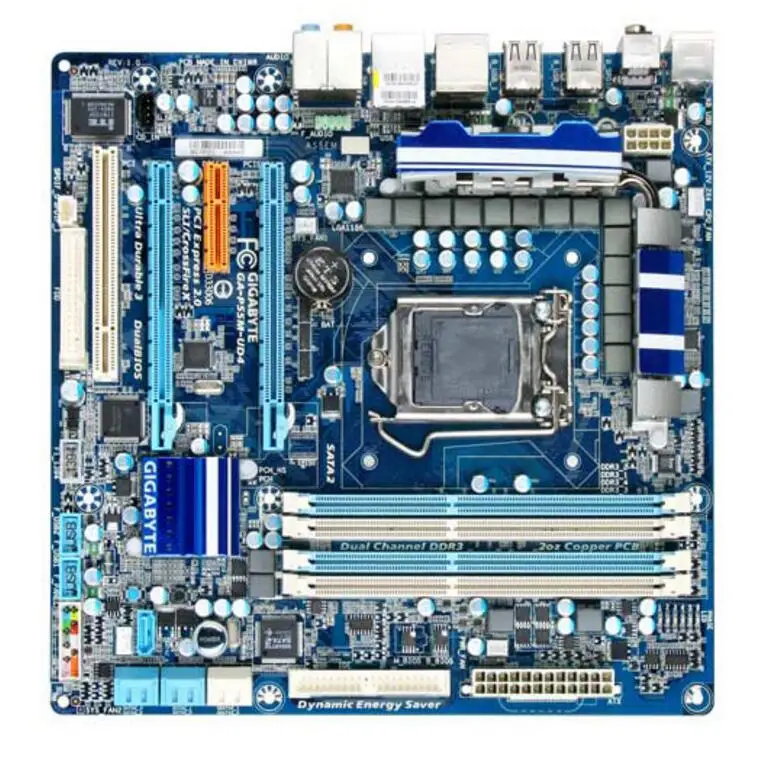 Материнская плата для Gigabyte оригинальная б/у настольного ПК с разъемом P55 LGA 1156 DDR3