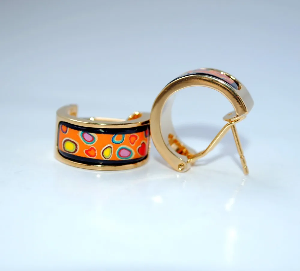 

Cloisonne hand-painted enamel color European-style ear buckle