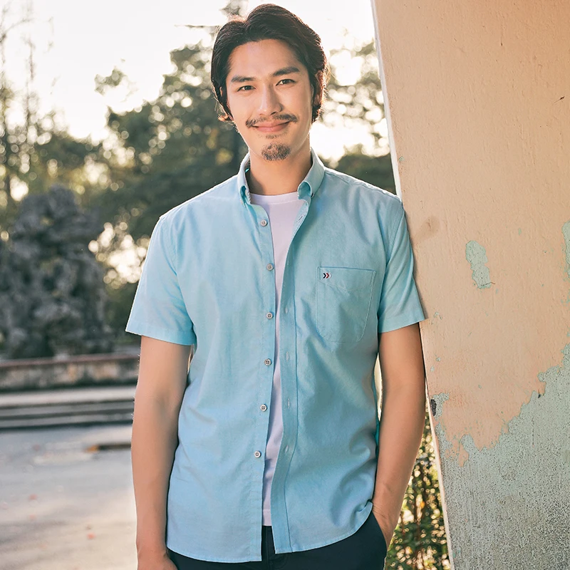 100% хлопок оксфордские рубашки Брендовые мужские летние повседневные модные