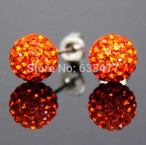 MZ21K15 19 цветов 10ММ Shamballa Бренд Сережки ввиде Диско Шара Shamballa Серьги из кристалов Украшения для Женщин - Окраска металла: MZ21K15