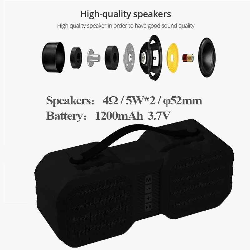 10 Вт Bluetooth динамик CD16 Портативная звуковая колонка SuperBass панель сабвуфера